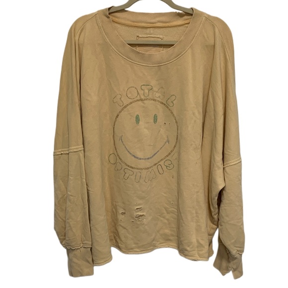 Aerie Total Optimist Smiley Face Graphic Oversized Sweatshirt - Picture 1 of 9